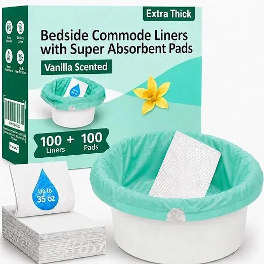 Commode Liners with Super Absorbent Gel Pads