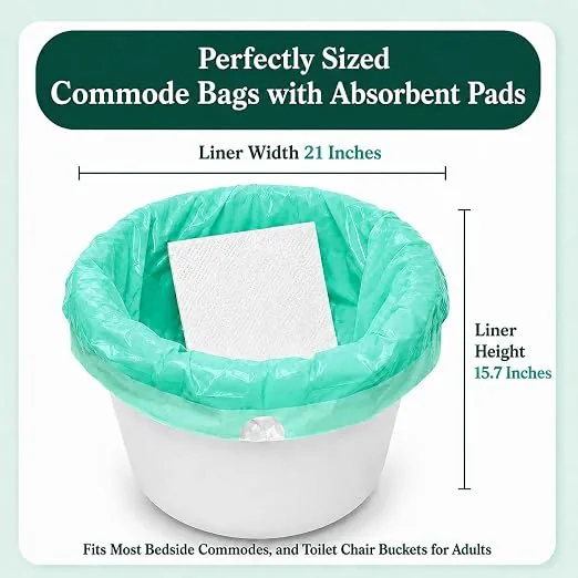 Commode Liners with Super Absorbent Gel Pads angle 2